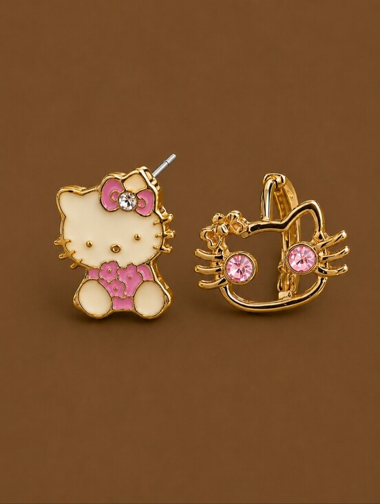 Hello Kitty Jewelry - Cute Hello Kitty Mismatched Post Hoop Kidcore Earrings